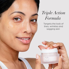 PÜR MINERALS ceramide-rich formula close-up highlighting tightening look