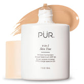PÜR MINERALS tinted sunscreen bottle with mineral SPF 50 for lightweight protection.