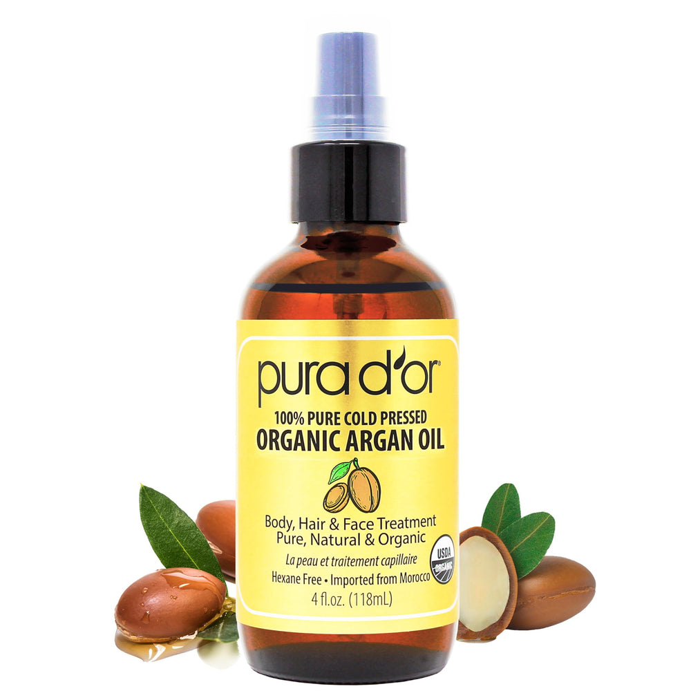 PURA D'OR Aceite de Argán: botella cercana para hidratación suave de piel y cabello