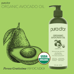 PURA D'OR Avocado Oil on hair for shine and moisture