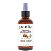 PURA D'OR Aceite de jojoba orgánico en botella, hidratación profunda para piel y cabello.