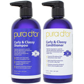 PURA D'OR Curly & Classy Shampoo bottle pour for defined curls and easy cleansing.
