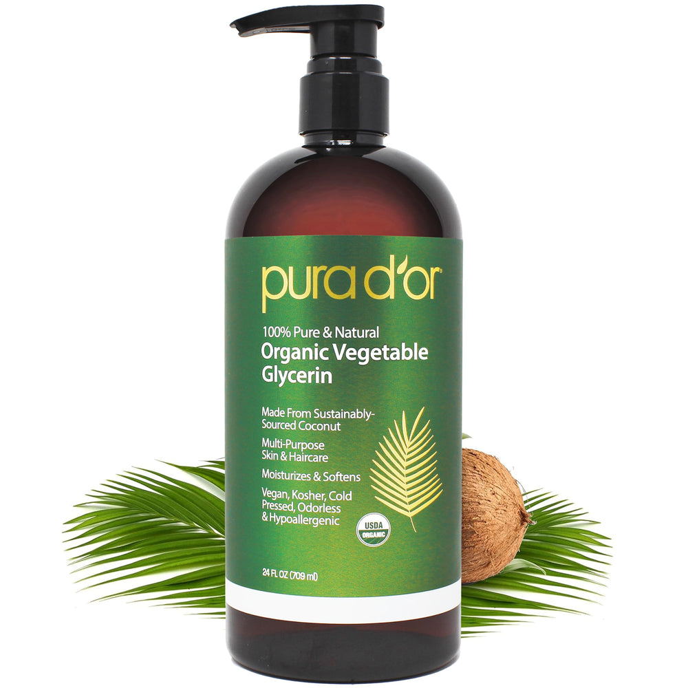 PURA D’OR glicerina vegetal, botella clara, hidratación suave para piel y cabello