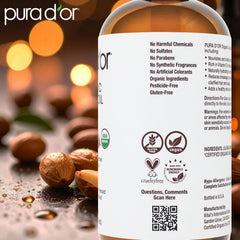 PURA D'OR Jojoba Oil pour action showing quick-absorbing moisture