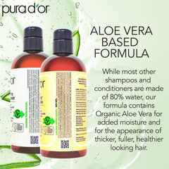 PURA D'OR conditioner label close-up showcasing plant-based nourishment for thinning hair