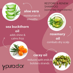 PURA D'OR Restore & Renew conditioner bottle highlighting hydration for soft hair
