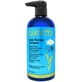 PURA D'OR Scalp Therapy Shampoo bottle promotes scalp hydration and relief.