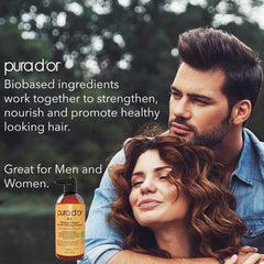 Creamy lather forming on hair from PURA D'OR shampoo