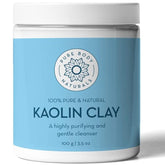 Pure Body Naturals kaolin clay powder packaging demonstrates pure white clay suited for sensitive skin.