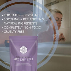 Pure Body Naturals Sitz Bath Salt with botanicals highlights natural aromatics for relaxation.