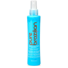Pure Brazilian Leave-In Conditioner bottle demonstrating frizz control for smoother hair