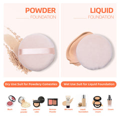 Pure cotton powder puff face-application on cheeks shows effortless blending.
