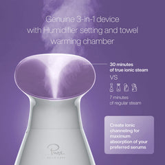 Pure Daily Care Nanosteamer emits nano-ionic steam for deep hydration