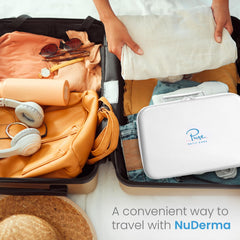 Pure Daily Care NuDerma travel case compact size fits in bags.