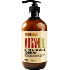 PURE NATURE LUX SPA acondicionador de argán: botella visible, brillo suave para el cabello.