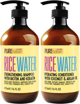 Pure Nature Lux Spa Rice Water Shampoo bottle showing sulfate-free cleansing for fine hair