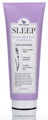 Pure Relief relaxing foot lotion bottle with lavender scent for dry feet.