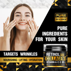 Pure Research aplicación nocturna rostro para renovación suave de la piel.