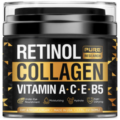 Pure Research crema retinol botella: hidratación y anti-edad para la piel.