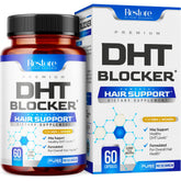 Pure Research DHT Blocker bottle on a clean counter supports healthy hair.