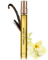 PUREAMOR Vanilla Cream bottle pour for travel-friendly fragrance on the go.