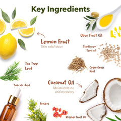 Purederm Botanical ingredients lemon orange tea tree honey for gentle exfoliation.