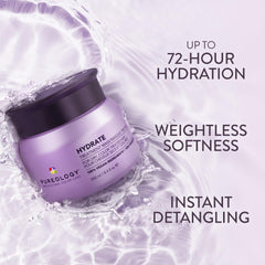 Pureology Hydrate mask bottle swirl texture showcases rich conditioning.