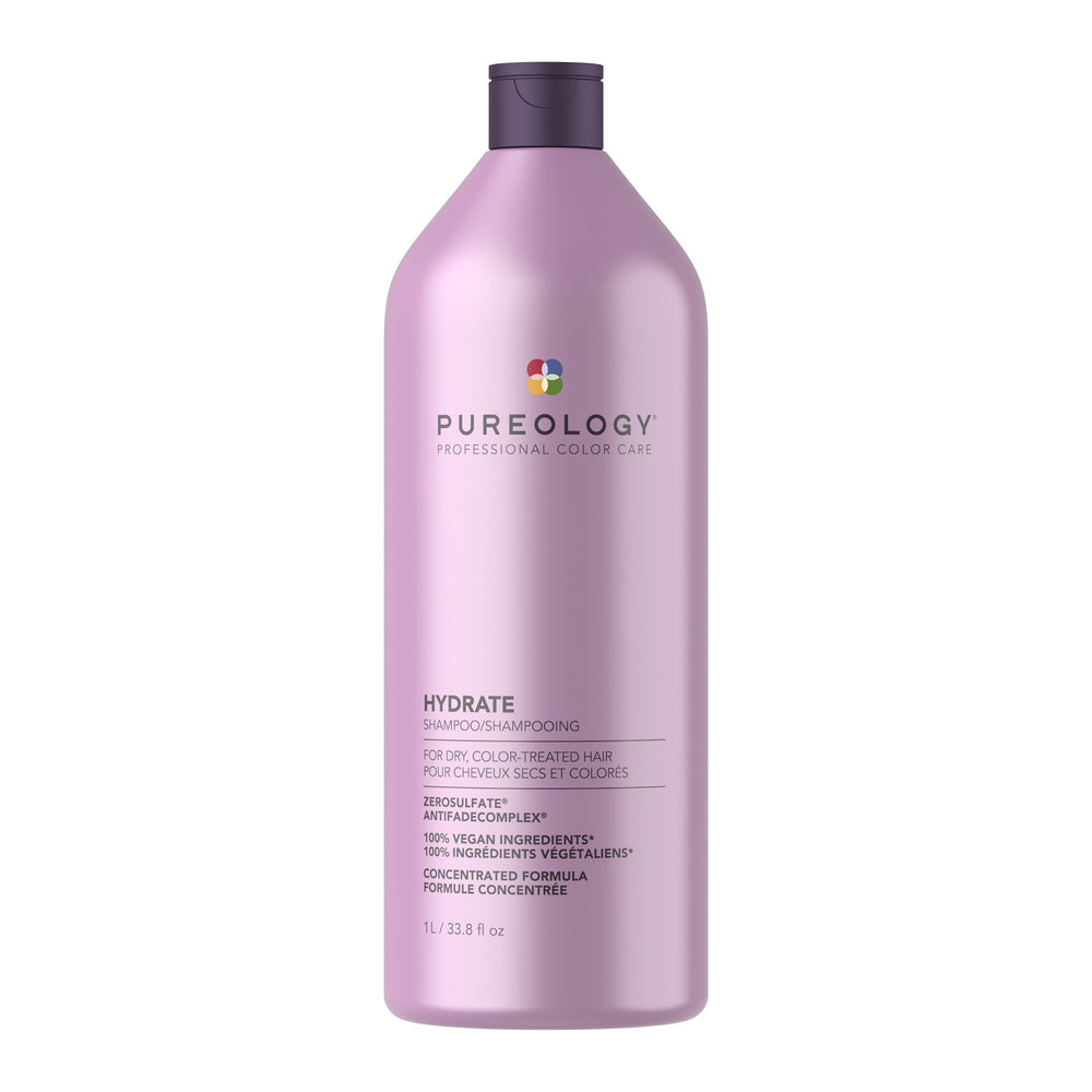 Pureology Hydrate Shampoo bottle front—color-safe moisturizing cleanse.