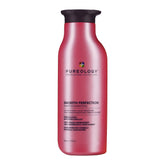Pureology Smooth Perfection Shampoo bottle shows color protection and vegan formula.