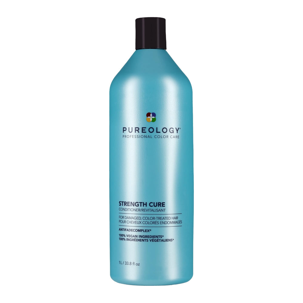 Pureology Strength Cure Conditioner bottle front showing color protection