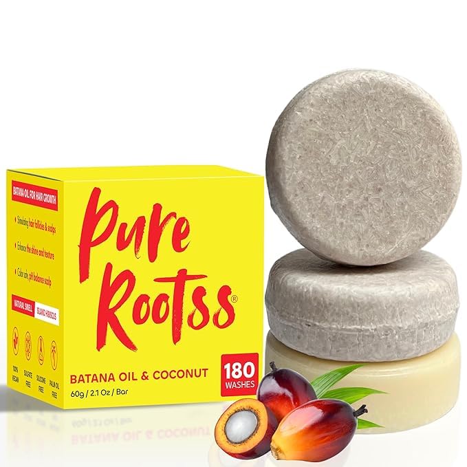 PureRootss Batana barra champú cabello suave y brillante gracias al aceite natural