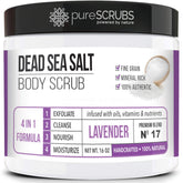 pureSCRUBS premium lavender body scrub jar—smooth, radiant skin after use