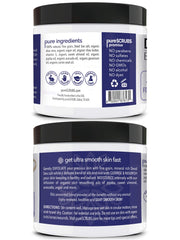 PureSCRUBS 4-in-1 formula closeup highlighting exfoliation, cleansing, nourishment and moisture