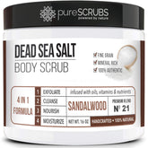PureSCRUBS sandalwood scrub jar 16oz ready for smoothing skin