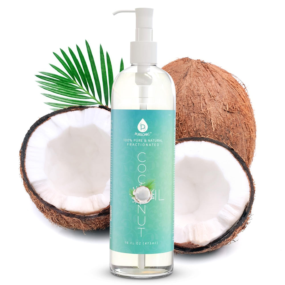 Pursonic Pure Unscented Fractionated Coconut Oil 16oz bottle for versatile skin hydration