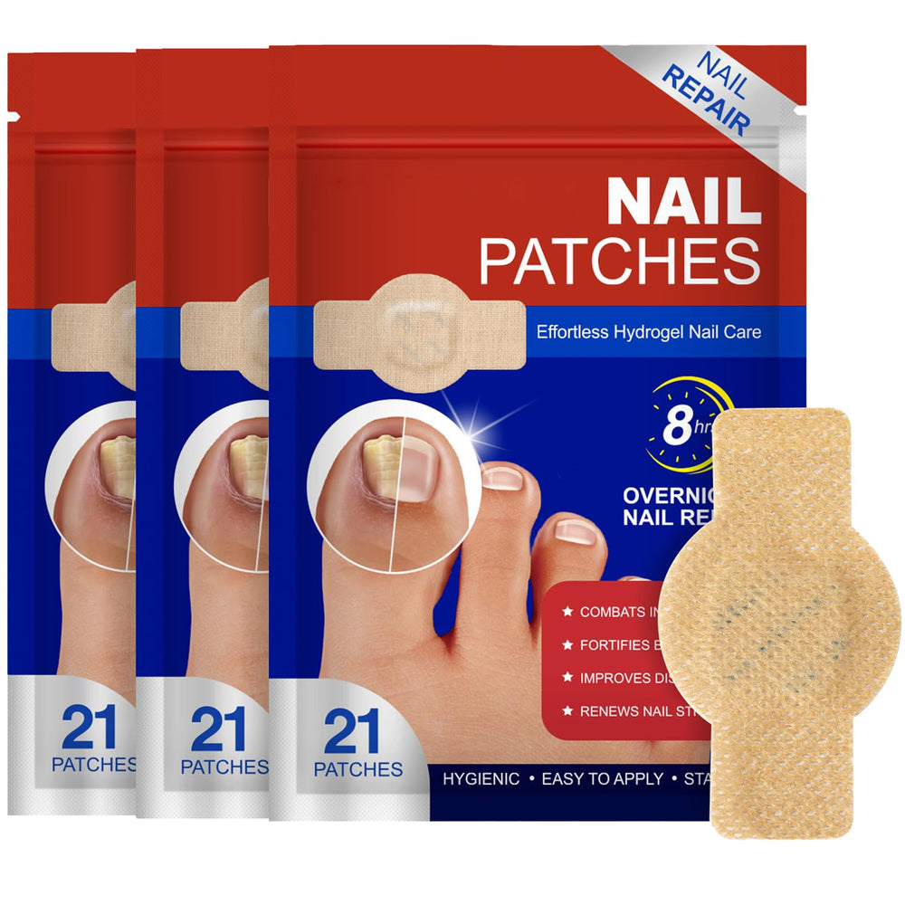 Pwkvsn nail patches applied to fingernail showing overnight repair potential