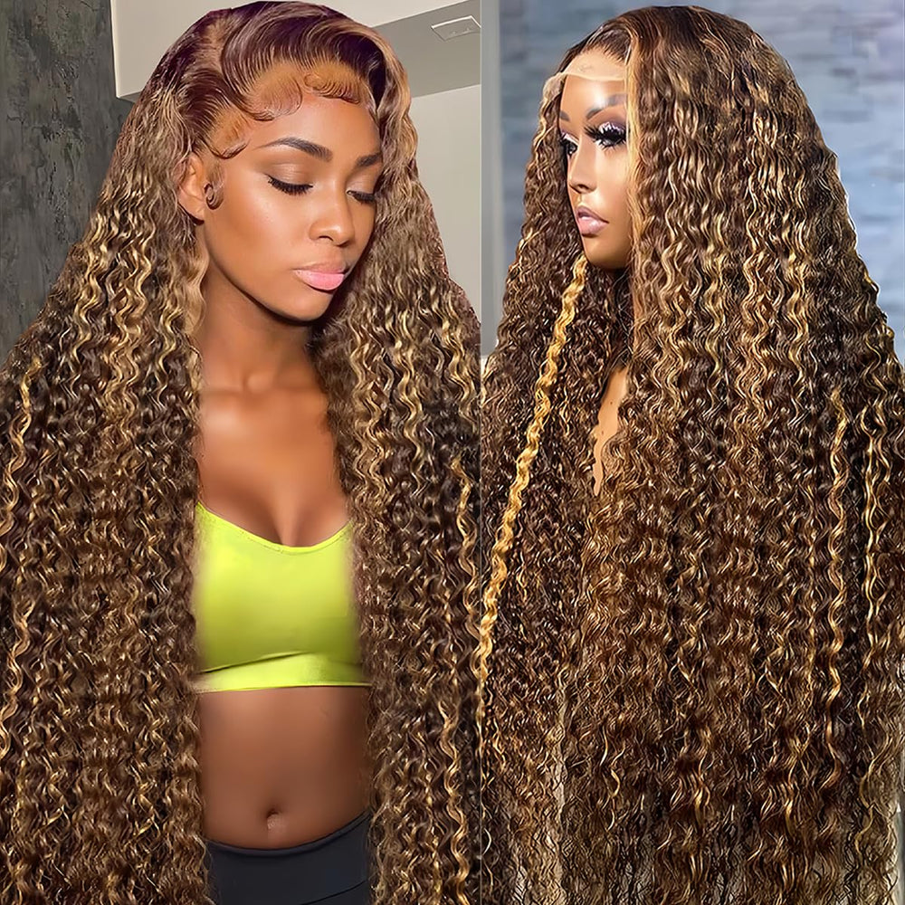 PXTPXT 30inch highlight ombre lace front wig showing natural movement and volume