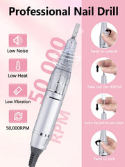 Qaucdlnd nail drill bits kit illustrates 12 versatile bits for filing, buffing, and gel removal.
