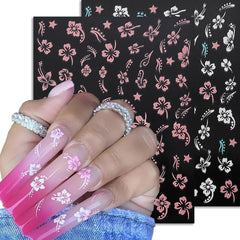 Qdsuh pegatinas para uñas hibisco dorado, efecto 3D brillante