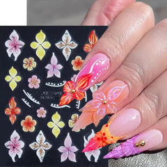 Qdsuh pegatinas florales para uñas cerezo rosa 5D, para fiestas