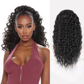 QGZ Ponytail Extension with drawstring in 18 inch Afro-curly texture adds instant volume.
