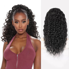 QGZ Ponytail Extension with drawstring in 18 inch Afro-curly texture adds instant volume.