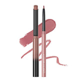 QiBest nude rose pink lip swatches on arm show rosy-nude payoff.