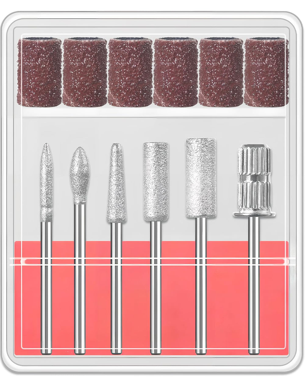 Qiifaiikooii 6pcs nail drill bits set closeup for precise manicures.