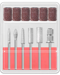 Qiifaiikooii 6pcs nail drill bits set closeup for precise manicures.