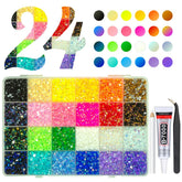 Qiipii Piedras de resina arcoíris, 24 colores para uñas y manualidades.