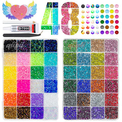 qiipii 48-color jelly AB rhinestones in a vivid collection for nail art and crafts.