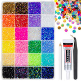 qiipii caja abierta de piedras de resina 24 colores para manualidades brillantes