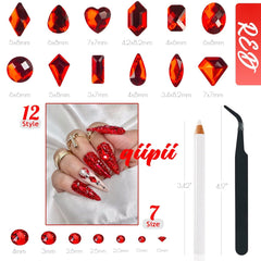 qiipii K9 glass red rhinestones for durable vibrant nail designs