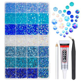 Piedras de resina azul translúcido qiipii 3 mm para uñas y manualidades